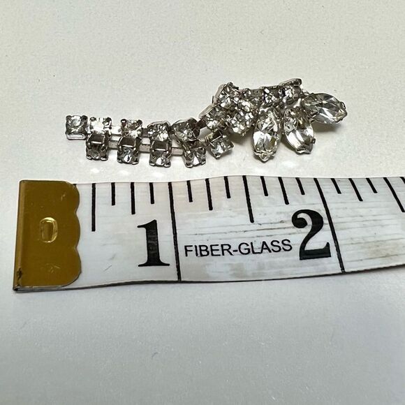3 Piece Lot Vintage 1950s / 1960s Gorgeous Rhinestone Silver Clip Earrings - Picture 9 of 9